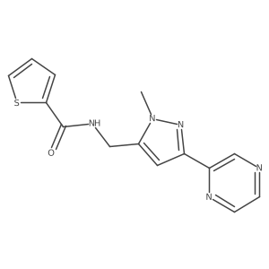 N-((1-methyl-3-(pyrazin-2-yl)-1H-pyrazol-5-yl)methyl)thiophene-2-carboxamide Structure