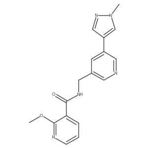 2-methoxy-N-((5-(1-methyl-1H-pyrazol-4-yl)pyridin-3-yl)methyl)nicotinamide结构式