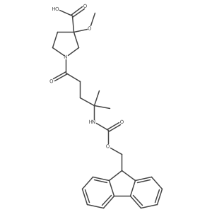 1-[4-({[(9H-fluoren-9-yl)methoxy]carbonyl}amino)-4-methylpentanoyl]-3-methoxypyrrolidine-3-carboxylic acid结构式