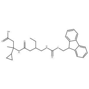 3-cyclopropyl-3-{3-[({[(9H-fluoren-9-yl)methoxy]carbonyl}amino)methyl]pentanamido}butanoic acid结构式