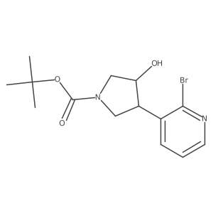 rac-tert-butyl (3R,4S)-3-(2-bromopyridin-3-yl)-4-hydroxypyrrolidine-1-carboxylate结构式