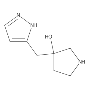 3-[(1H-pyrazol-3-yl)methyl]pyrrolidin-3-ol结构式