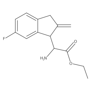 ethyl (2S)-2-amino-2-(6-fluoro-2-methylene-indan-1-yl)acetate结构式