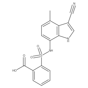 2-[(3-cyano-4-methyl-1H-indol-7-yl)sulfamoyl]benzoic acid结构式