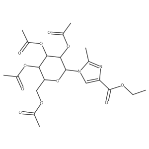 Ethyl 2-methyl-1-(2,3,4,6-tetra-O-acetyl-I(2)-D-glucopyranosyl)-1H-imidazole-4-carboxylate结构式
