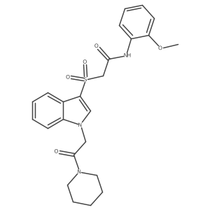 N-(2-methoxyphenyl)-2-({1-[2-oxo-2-(piperidin-1-yl)ethyl]-1H-indol-3-yl}sulfonyl)acetamide结构式