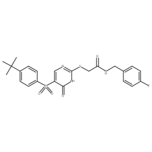 2-((5-((4-(tert-butyl)phenyl)sulfonyl)-6-oxo-1,6-dihydropyrimidin-2-yl)thio)-N-(4-fluorobenzyl)acetamide结构式