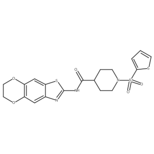 N-{10,13-dioxa-4-thia-6-azatricyclo[7.4.0.0^{3,7}]trideca-1,3(7),5,8-tetraen-5-yl}-1-(thiophene-2-sulfonyl)piperidine-4-carboxamide Structure