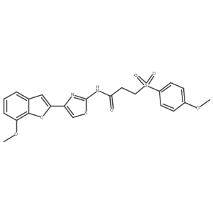 N-(4-(7-methoxybenzofuran-2-yl)thiazol-2-yl)-3-((4-methoxyphenyl)sulfonyl)propanamide结构式