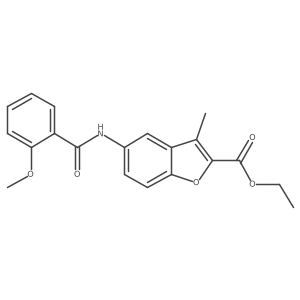 Ethyl 5-(2-methoxybenzamido)-3-methyl-1-benzofuran-2-carboxylate结构式
