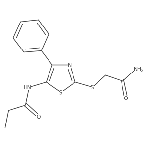 N-(2-((2-amino-2-oxoethyl)thio)-4-phenylthiazol-5-yl)propionamide Structure
