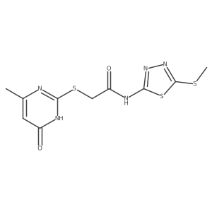 2-[(4-hydroxy-6-methylpyrimidin-2-yl)sulfanyl]-N-[(2E)-5-(methylsulfanyl)-1,3,4-thiadiazol-2(3H)-ylidene]acetamide结构式