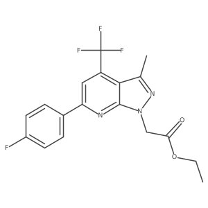 Ethyl 2-(6-(4-fluorophenyl)-3-methyl-4-(trifluoromethyl)-1H-pyrazolo[3,4-b]pyridin-1-yl)acetate结构式