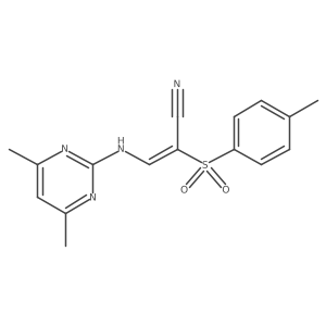 (2Z)-3-[(4,6-dimethylpyrimidin-2-yl)amino]-2-(4-methylbenzenesulfonyl)prop-2-enenitrile结构式