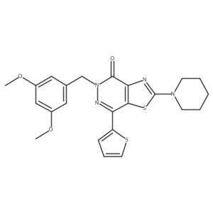 COc1cc(Cn2nc(-c3cccs3)c3sc(N4CCCCC4)nc3c2=O)cc(OC)c1结构式