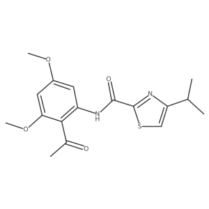 N-(2-acetyl-3,5-dimethoxy-phenyl)-4-isopropylthiazole-2-carboxamide结构式