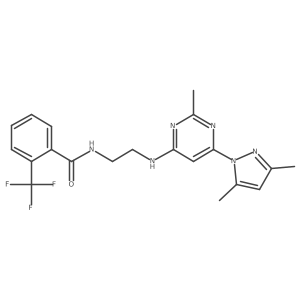 N-(2-((6-(3,5-dimethyl-1H-pyrazol-1-yl)-2-methylpyrimidin-4-yl)amino)ethyl)-2-(trifluoromethyl)benzamide Structure
