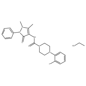 N-(1,5-dimethyl-3-oxo-2-phenyl-2,3-dihydro-1H-pyrazol-4-yl)-4-(2-fluorophenyl)piperazine-1-carbothioamide; ethanol结构式