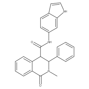 N-(1H-indol-6-yl)-2-methyl-1-oxo-3-phenyl-1,2,3,4-tetrahydroisoquinoline-4-carboxamide结构式