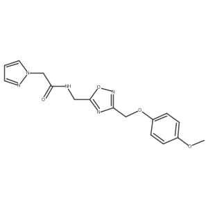 N-((3-((4-methoxyphenoxy)methyl)-1,2,4-oxadiazol-5-yl)methyl)-2-(1H-pyrazol-1-yl)acetamide Structure