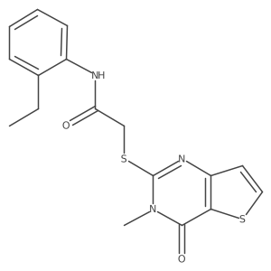 CCc1ccccc1NC(=O)CSc1nc2ccsc2c(=O)n1C结构式
