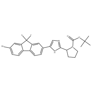 (S)-tert-butyl 2-(5-(7-bromo-9,9-difluoro-9H-fluoren-2-yl)-1H-imidazol-2-yl)pyrrolidine-1-carboxylate结构式