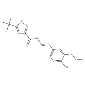 (Z)-3-(tert-butyl)-N'-(3-ethoxy-4-hydroxybenzylidene)-1H-pyrazole-5-carbohydrazide结构式