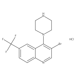 3-Bromo-4-(piperazin-1-yl)-6-(trifluoromethyl)quinoline hydrochloride结构式