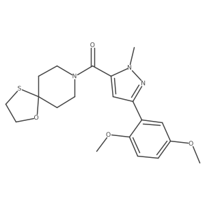 (3-(2,5-dimethoxyphenyl)-1-methyl-1H-pyrazol-5-yl)(1-oxa-4-thia-8-azaspiro[4.5]decan-8-yl)methanone结构式
