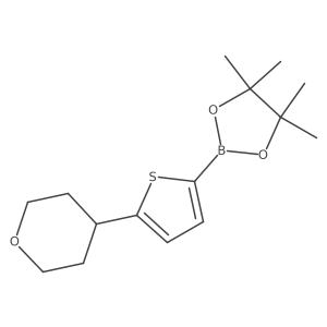 4,4,5,5-Tetramethyl-2-(5-(tetrahydro-2H-pyran-4-yl)thiophen-2-yl)-1,3,2-dioxaborolane结构式