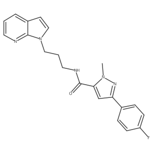 N-(3-(1H-pyrrolo[2,3-b]pyridin-1-yl)propyl)-3-(4-fluorophenyl)-1-methyl-1H-pyrazole-5-carboxamide结构式