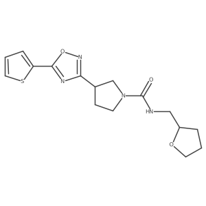 N-((tetrahydrofuran-2-yl)methyl)-3-(5-(thiophen-2-yl)-1,2,4-oxadiazol-3-yl)pyrrolidine-1-carboxamide结构式