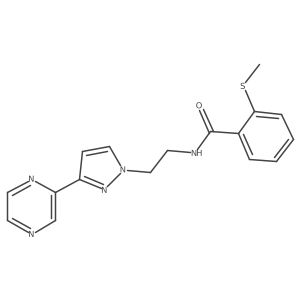 2-(methylsulfanyl)-N-{2-[3-(pyrazin-2-yl)-1H-pyrazol-1-yl]ethyl}benzamide结构式