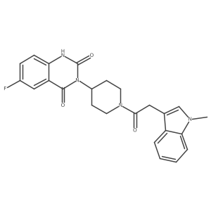 6-fluoro-3-(1-(2-(1-methyl-1H-indol-3-yl)acetyl)piperidin-4-yl)quinazoline-2,4(1H,3H)-dione Structure