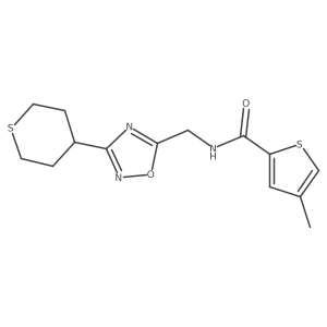 4-methyl-N-((3-(tetrahydro-2H-thiopyran-4-yl)-1,2,4-oxadiazol-5-yl)methyl)thiophene-2-carboxamide结构式