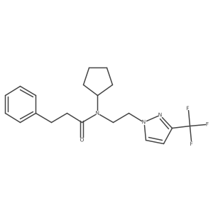 N-cyclopentyl-3-phenyl-N-(2-(3-(trifluoromethyl)-1H-pyrazol-1-yl)ethyl)propanamide Structure