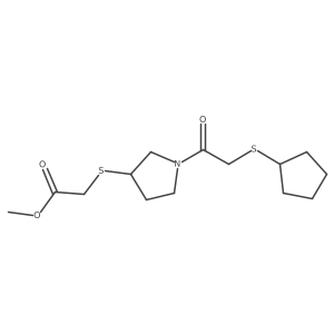 Methyl 2-((1-(2-(cyclopentylthio)acetyl)pyrrolidin-3-yl)thio)acetate结构式