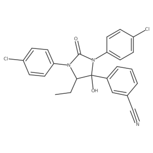 3-[1,3-Bis(4-chlorophenyl)-5-ethyl-4-hydroxy-2-oxo-4-imidazolidinyl]benzonitrile Structure
