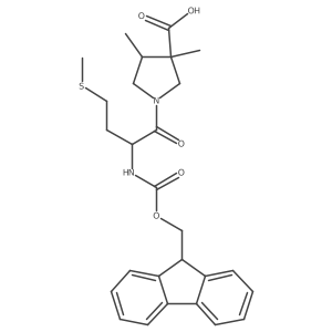 1-[(2S)-2-({[(9H-fluoren-9-yl)methoxy]carbonyl}amino)-4-(methylsulfanyl)butanoyl]-3,4-dimethylpyrrolidine-3-carboxylic acid结构式