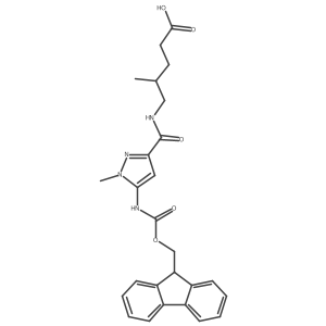 5-{[5-({[(9H-fluoren-9-yl)methoxy]carbonyl}amino)-1-methyl-1H-pyrazol-3-yl]formamido}-4-methylpentanoic acid结构式