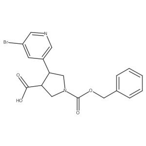 1-[(Benzyloxy)carbonyl]-4-(5-bromopyridin-3-yl)pyrrolidine-3-carboxylic acid结构式