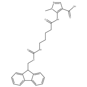 5-[5-({[(9H-fluoren-9-yl)methoxy]carbonyl}amino)pentanamido]-1-methyl-1H-pyrazole-4-carboxylic acid Structure