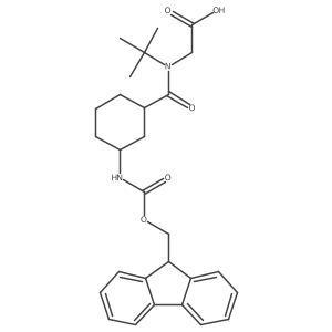 rac-2-{N-tert-butyl-1-[(1R,3R)-3-({[(9H-fluoren-9-yl)methoxy]carbonyl}amino)cyclohexyl]formamido}acetic acid结构式