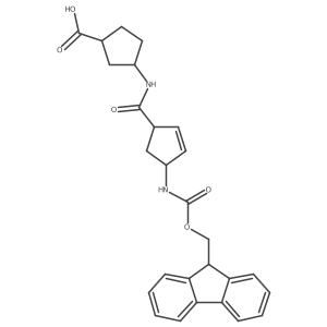 rac-(1R,3S)-3-[4-({[(9H-fluoren-9-yl)methoxy]carbonyl}amino)cyclopent-2-ene-1-amido]cyclopentane-1-carboxylic acid结构式