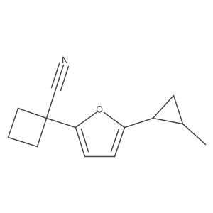1-[5-(2-Methylcyclopropyl)furan-2-yl]cyclobutane-1-carbonitrile结构式