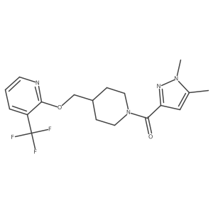 2-{[1-(1,5-dimethyl-1H-pyrazole-3-carbonyl)piperidin-4-yl]methoxy}-3-(trifluoromethyl)pyridine结构式