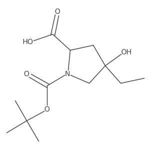 (2S,4R)-1-(tert-Butoxycarbonyl)-4-ethyl-4-hydroxypyrrolidine-2-carboxylic acid结构式