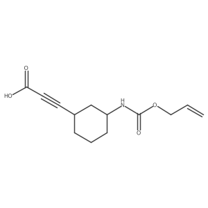 rac-3-[(1R,3S)-3-{[(prop-2-en-1-yloxy)carbonyl]amino}cyclohexyl]prop-2-ynoic acid结构式