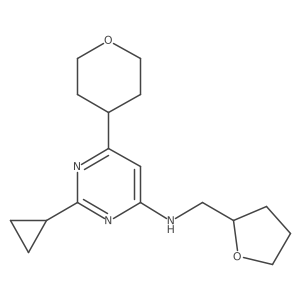 2-cyclopropyl-6-(oxan-4-yl)-N-[(oxolan-2-yl)methyl]pyrimidin-4-amine Structure