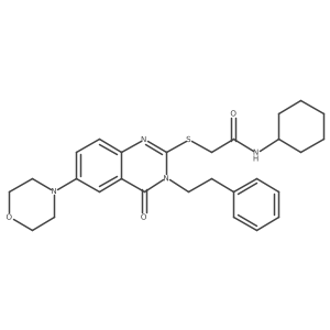 N-cyclohexyl-2-{[6-(morpholin-4-yl)-4-oxo-3-(2-phenylethyl)-3,4-dihydroquinazolin-2-yl]sulfanyl}acetamide结构式